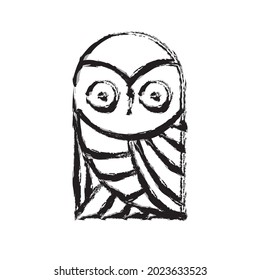 Simple and creative owl logo design vector hand drawn line