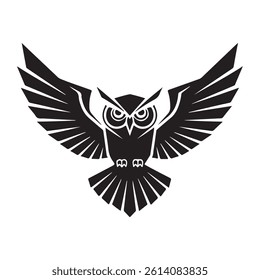 Simple and creative owl logo design vector. Minimalist owl bird sitting logo. Owl bird silhouette. vintage logo owl template illustration. 