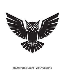 Simple and creative owl logo design vector. Minimalist owl bird sitting logo. Owl bird silhouette. vintage logo owl template illustration. 