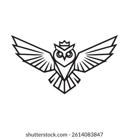 Simple and creative owl logo design vector. Minimalist owl bird sitting logo. Owl bird silhouette. vintage logo owl template illustration. 