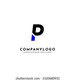 simple creative P logo letter black and blue design concept