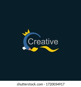 Simple Creative with pen concept logo icon vector design