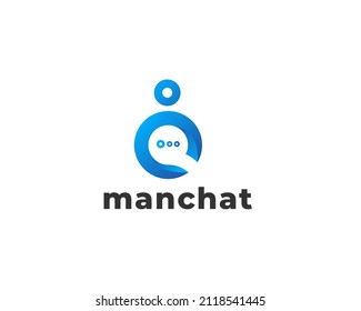 Simple and creative people talk with bubble chat logo design inspiration