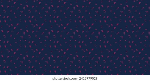 Simple creative polka dot, drops, spots seamless pattern. Random dots, snowflakes, circles, leaflets on a dark background. Vector hand drawn sketch. Design for fabric, textile, surface design