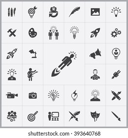 Simple Creative Process Icons Set. Universal Creative Process Icons To Use For Web And Mobile UI, Set Of Basic Creative Process Elements 