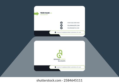 simple creative professional business card design, with small,d, latter logo,  black, white, visiting card design, vector layout, illustration