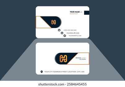 simple creative professional business card design, black, white, visiting card design, vector layout, illustration