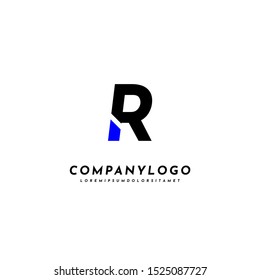 simple creative R logo letter black and blue design concept