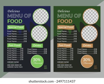 Diseño creativo simple de la tarjeta del menú del restaurante y diseño de la Plantilla