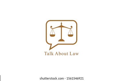 simple creative scale and chat logo icon vector design, luxurious Law firm line trend. Universal legal, Lawyer services, sword column idea creative premium symbol, logo template. talk about law.