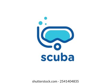 simple creative scuba diving logo design vector