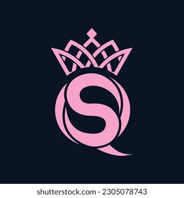 Einfache kreative SQ oder QS mit einem Kronlogo-Design-Konzept, das für Firmenlogo, Print, Digital, Icon, Apps und andere Marketingmaterialien geeignet ist
