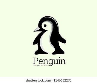 simple creative stand penguin logo animal vector