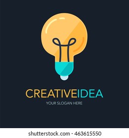 Simple Creative Success Idea Logo. Innovation symbol. Light bulb sign. Design element for business startup, technology, science. Icon concept of invention, study, imagination and creativity. Vector