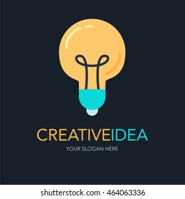 Simple Creative Success Idea Logo. Innovation symbol. Light bulb sign. Design element for business startup, technology, science. Icon concept of invention, study, imagination and creativity. Vector