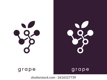 simple creative tech grape logo design vector