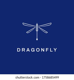 simple, creative, unique line art or monoline modern dragonfly logo design inspiration