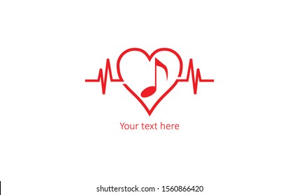simple creative unique Love music logo template design, Vector illustration for Valentine's day and musical notes, hear with heart