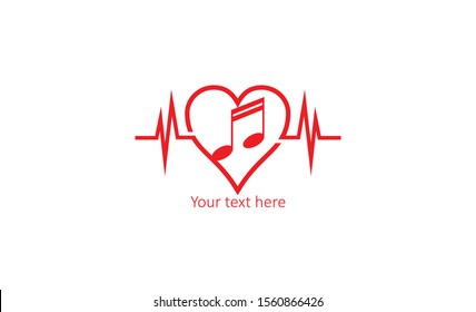 simple creative unique Love music logo template design, Vector illustration for Valentine's day and musical notes, hear with heart