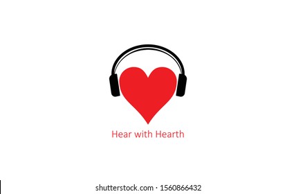 simple creative unique Love music logo template design, Vector illustration for Valentine's day and musical notes, hear with heart