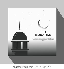 Simple creative vector eid mubarak greeting background design. Eid ul fitr social media banner post template.