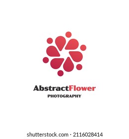 Simple creative wedding photographer symbol, icon, logo consisting of camera and flower
