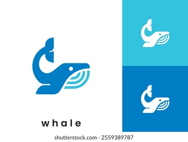 simple creative whale logo design vector