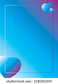Simple creative white, blue and purple gradient with lines and three-dimensional heart-shaped vector background