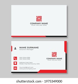simple creative white and red black business card design vector illustration