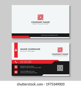 simple creative white and red black business card design vector illustration
