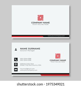 simple creative white and red black business card design vector illustration