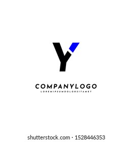 simple creative Y logo letter black and blue design concept