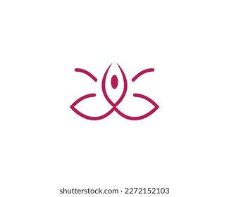 Simple Creative Yoga Lotus Flower Logo Design Concept Vector Icon Template.