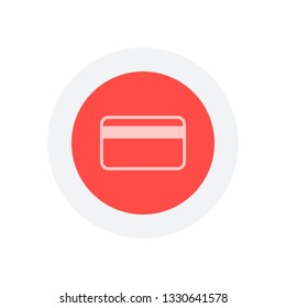 Simple credit card icon. Icon in colored circle with gray bold border. Web button, modern flat design