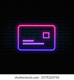 Simple credit card icon vector design template. neon style..