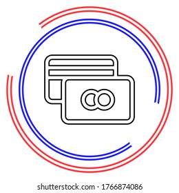 Tarjeta de crédito simple. Pictograma de línea delgada - trazo editable de contorno