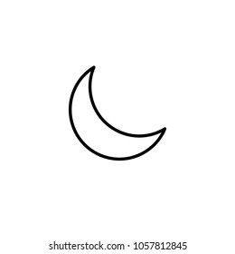 Simple crescent moon line icon isolated on white background