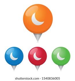 Simple Crescent Moon Map Pin Markers