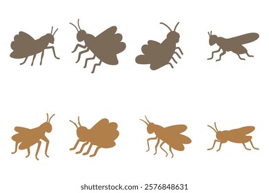 Simple Cricket Animal Illustration Design Set