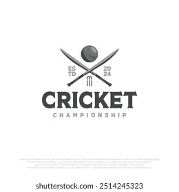 simple cricket logo template design with bat and ball elements. vintage vector illustration of cricket sports team