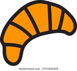 Simple croissant icon representing bakery, breakfast food, pastries, and French cuisine.