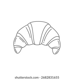 Simples Croissant Contorno Vetor Linha Arte Ilustração

