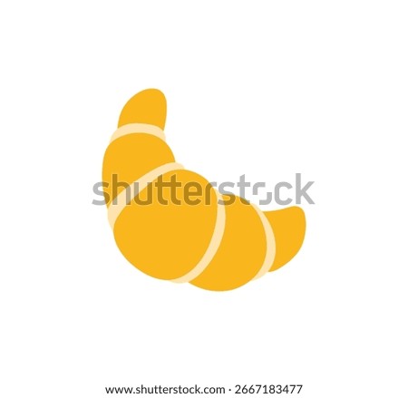 Simple croissant top view isolated on white background. Vector illustration. Hand drawn flat cartoon style. Croissant icon