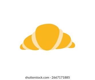 Ilustración vectorial de croissant simple aislada sobre fondo blanco. Estilo de dibujos animados planos dibujados a mano. Arte de Clip croissant