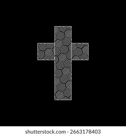 Icono cristiano cruzado simple aislado sobre fondo negro