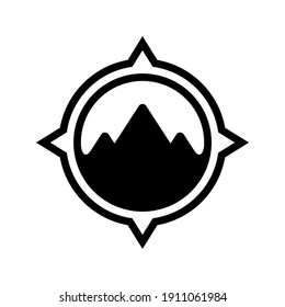 Simple Cross Compass Black Icon Vector