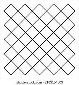 Simple cross grid paper. Cell seamless pattern. Background diagonal squared grating. Criss cross line. Geometric checkered texture. Repeated pattern crisscross net. Repeating square mesh grid.
