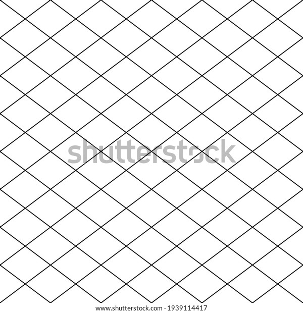 Simple cross grid paper. Cell seamless pattern.
Background diagonal squared grating. Criss cross line. Geometric
checkered texture. Repeated pattern crisscross net. Repeating
square mesh grid. Vector

