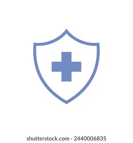 Simple Cross Healthcare Shield Icon Logo Template