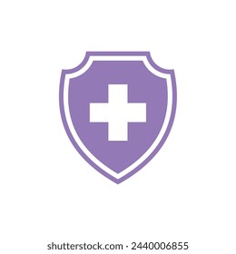 Simple Cross Healthcare Shield Icon Logo Template